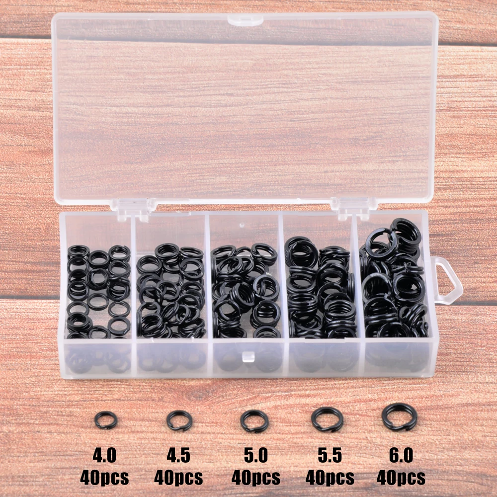 200Pcs/Box Stainless Steel Fishing Split Rings Matte Black Fishing Double Ring Snap Swivel Lure Connector Fishing Accessories
200Pcs/Box Stainless Steel Fishing Split Rings Matte Black Fishing Double Ring Snap Swivel Lure Connector Fishing Accessories