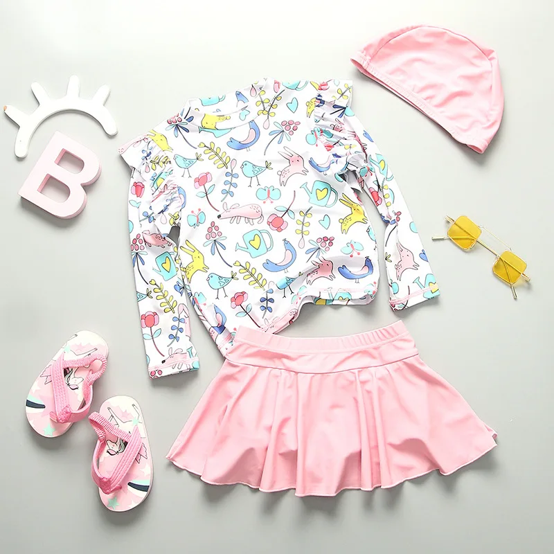 Cute Baby Comfort Connected Sunscreen Long Sleeved Short Skirt Swimsuit New 3 Piece Set Girls Quick Drying Swimming Suit
Cute Baby Comfort Connected Sunscreen Long Sleeved Short Skirt Swimsuit New 3 Piece Set Girls Quick Drying Swimming Suit