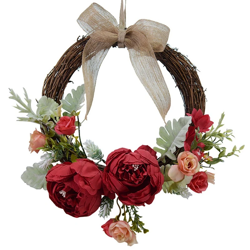 

Artificial Peony Flower Wreath For Wedding Party Backdrop Decor Perfect Spring Summer Decorating For Indoor&Outdoor Use