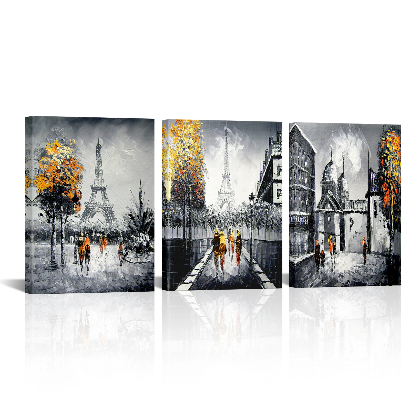 

3 Pieces Paris Street Scenery Posters Home Decor Eiffel Tower Print Canvas Art Modern Style Pictures Living Room Wall Art