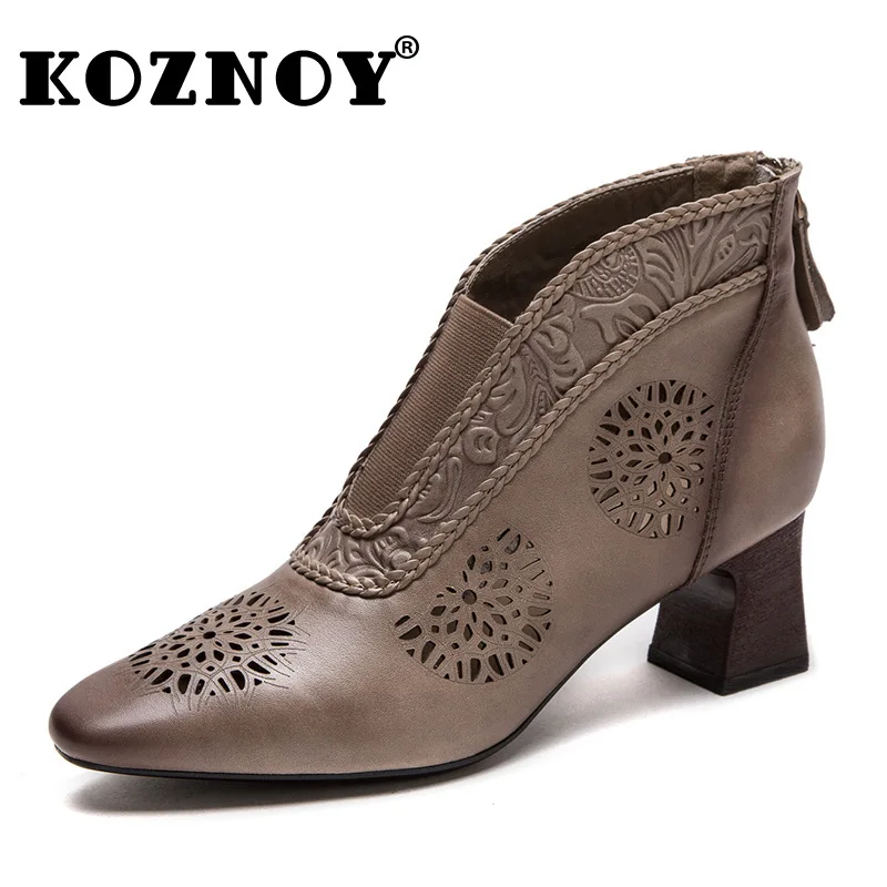 Koznoy 5.5cm Genuine Leather Women Boots Summer Moccasin Trend Luxury Hollow Breathable Chunky Heels Ethnic Print Ankle Shoes
Koznoy 5.5cm Genuine Leather Women Boots Summer Moccasin Trend Luxury Hollow Breathable Chunky Heels Ethnic Print Ankle Shoes