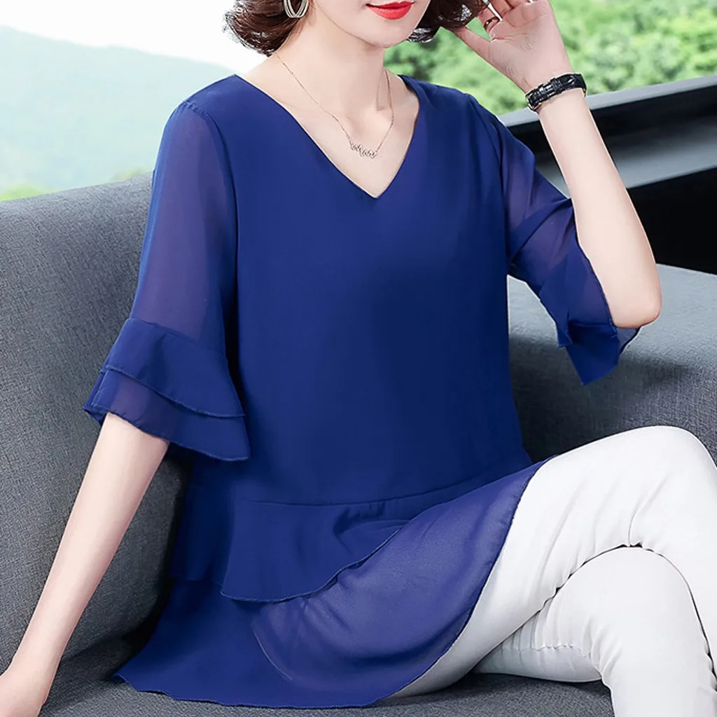 Blusas Elegantes Mujer 2024 Plus Size Lady Fashion Women Top Chiffon Solid Half Sleeve Casual Shirt Blouse Shirts Blouses 
Blusas Elegantes Mujer 2024 Plus Size Lady Fashion Women Top Chiffon Solid Half Sleeve Casual Shirt Blouse Shirts Blouses