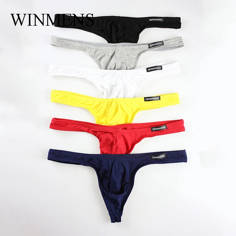 

Men's Modal Thongs T-back Underwear Solid Soft Seamless Gay Sexy Low Waist Jockstraps Lingerie Breathable U Convex Pouch Strings