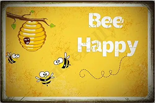 Bee Happy Retro Vintage Metal Tin Sign Home Kitchen Bedroom Hotel Restaurant Wall Art Decor Signs 12X8inches
Bee Happy Retro Vintage Metal Tin Sign Home Kitchen Bedroom Hotel Restaurant Wall Art Decor Signs 12X8inches