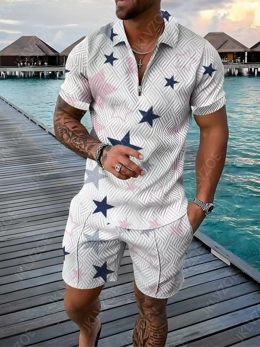New Summer Men's Casual 3D Print Short Sleeve Zipper Polo Shirt Suit Fashion High Quality Two Piece Set Oversized Tracksuit
New Summer Men's Casual 3D Print Short Sleeve Zipper Polo Shirt Suit Fashion High Quality Two Piece Set Oversized Tracksuit