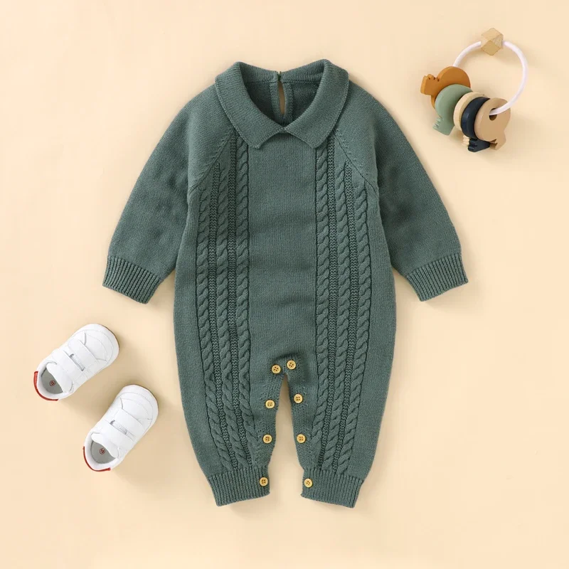 

Baby Rompers Cotton Knitted Newborn Girls Boys Jumpsuit Outfits Long Sleeve Autumn Onesie Infant Toddler Clothing Solid Playsuit