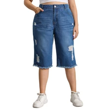 Plus Size Vintage Midi Blue Straight Knee Length Distressed Mom Jeans Breeches Denim Cropped Shorts Capris Tassel Pant For Women
Plus Size Vintage Midi Blue Straight Knee Length Distressed Mom Jeans Breeches Denim Cropped Shorts Capris Tassel Pant For Women