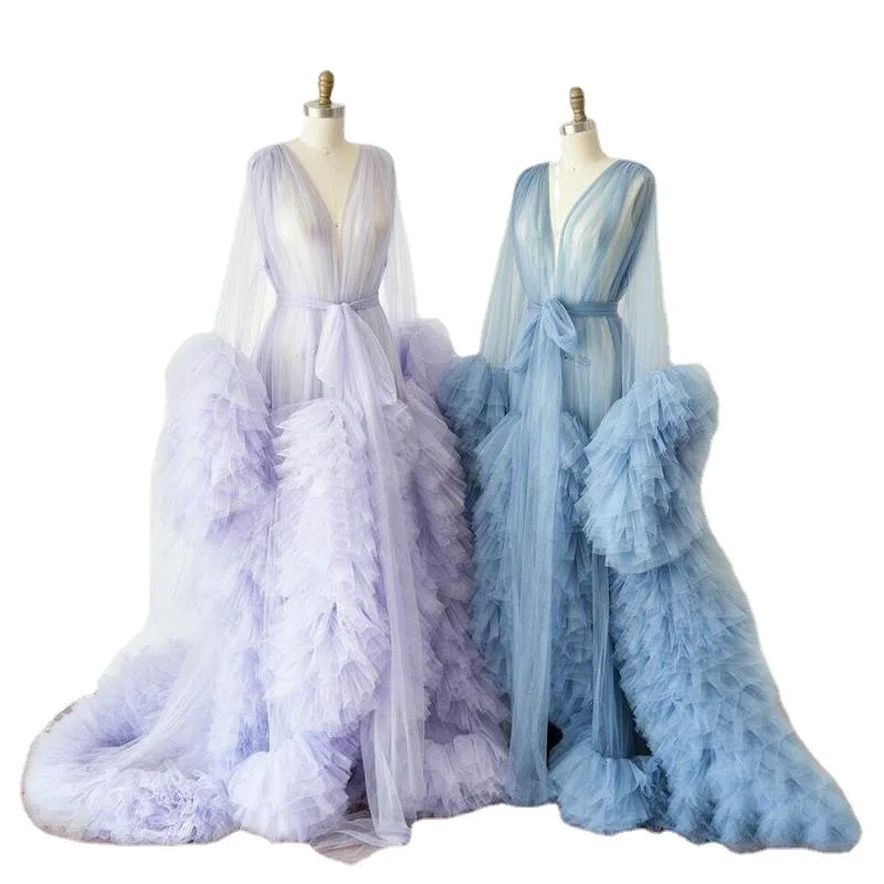 Ladies Dressing Gown Perspective Sheer Long Robe Puffy Tulle Robe Sheer Bridal Robe for Maternity Photoshoot Customize Gown
Ladies Dressing Gown Perspective Sheer Long Robe Puffy Tulle Robe Sheer Bridal Robe for Maternity Photoshoot Customize Gown