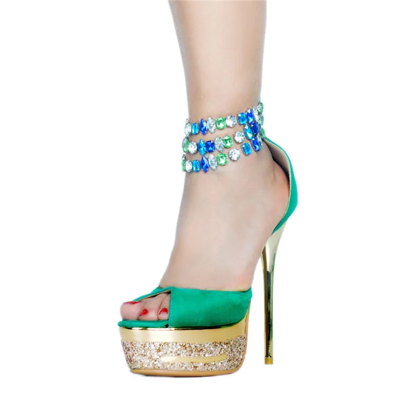 Rhinestone Straps Bling Plated High Heels Sandals Woman Peep toe Sequins Patform High Heels Shoes Wedding Stilettos for Ladies
Rhinestone Straps Bling Plated High Heels Sandals Woman Peep toe Sequins Patform High Heels Shoes Wedding Stilettos for Ladies
