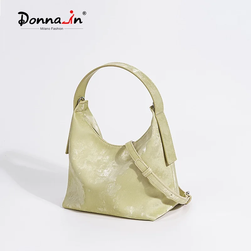 

Donna-in New Style Silk Cowhide Handbag Genuine Leather Satin Render Gradation Crossbody Bag for Women with Shoulder Strap