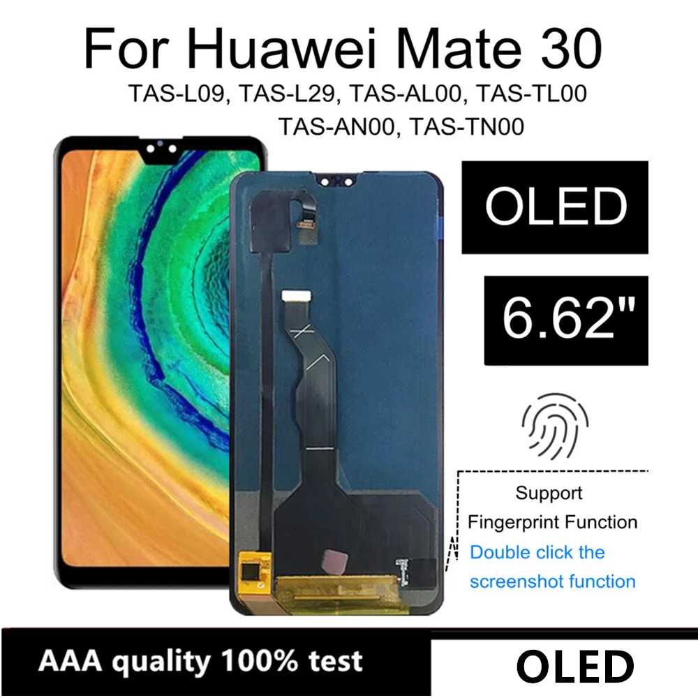 

OLED LCD Display Touch Screen Assembly Replacement, 6.62 ", For Huawei Mate 30 5G, TAS-L09, TAS-L29, TAS-AL00, TAS-TL00