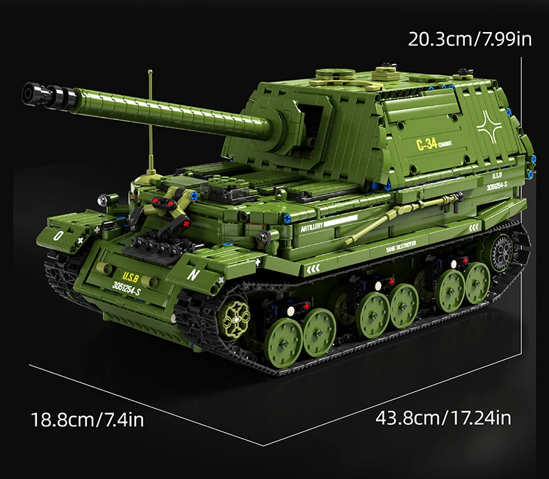 2436PCS Ferdinand Tank Building Blocks WW2 Classic Heavy Elephant Tank Model Bricks Collection Display Kid DIY Toy Birthday Gift 2436PCS Ferdinand Tank Building Blocks WW2 Classic Heavy Elephant Tank Model Bricks Collection Display Kid DIY Toy Birthday Gift