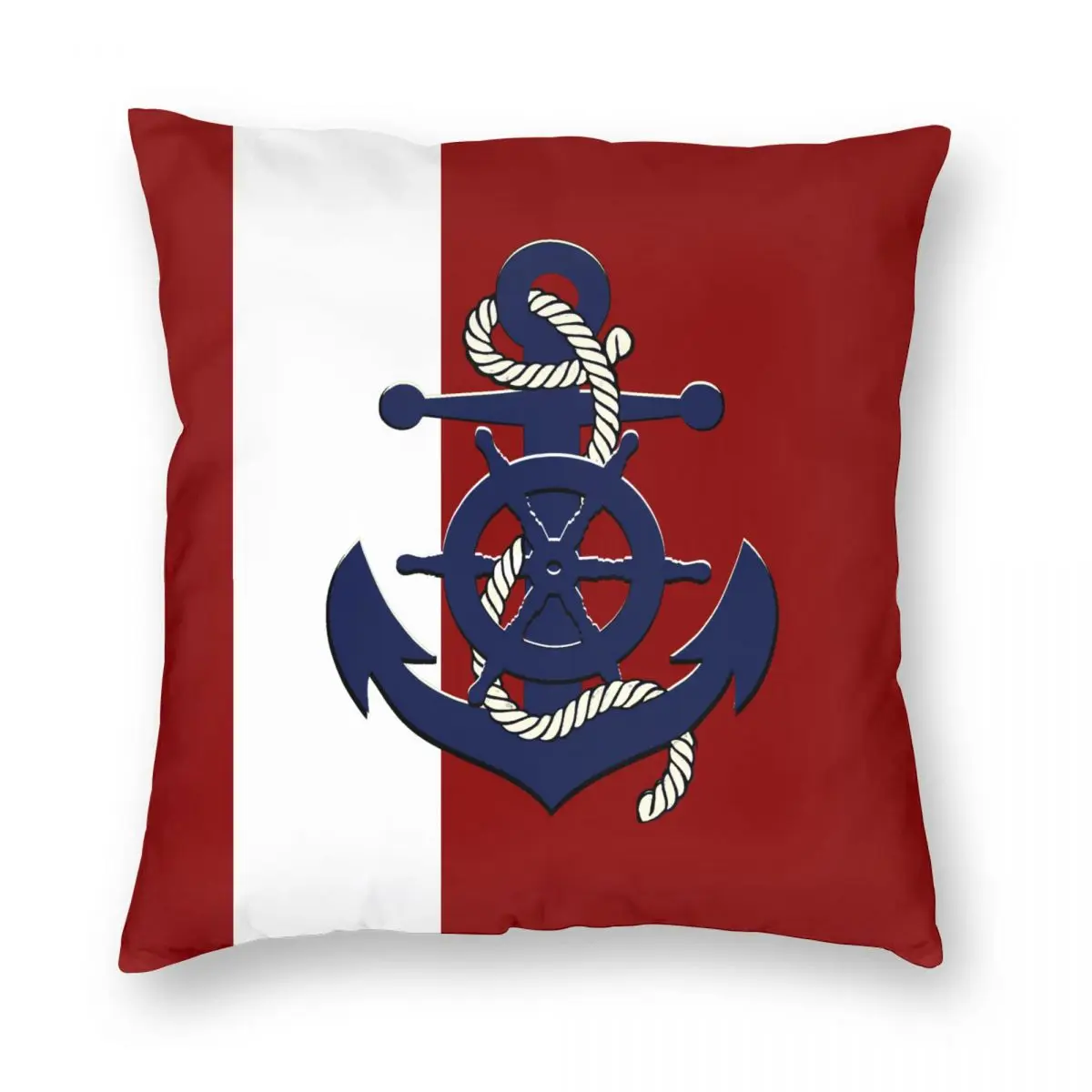 

Nautical Ship's Wheel Anchor Navy Blue Pillowcase Double-sided Printing Cushion Cover Gift Pillow Case Cover Home 45X45cm