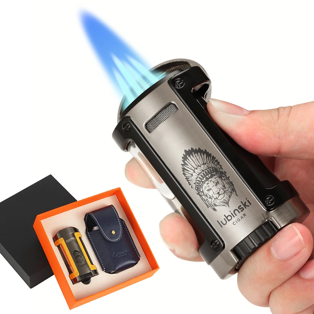 LUBINSKI Torch Lighter Windproof Jet Gas Cigar Lighter Top Cigar Holder Smoking Gift Set With Lighters Case
LUBINSKI Torch Lighter Windproof Jet Gas Cigar Lighter Top Cigar Holder Smoking Gift Set With Lighters Case