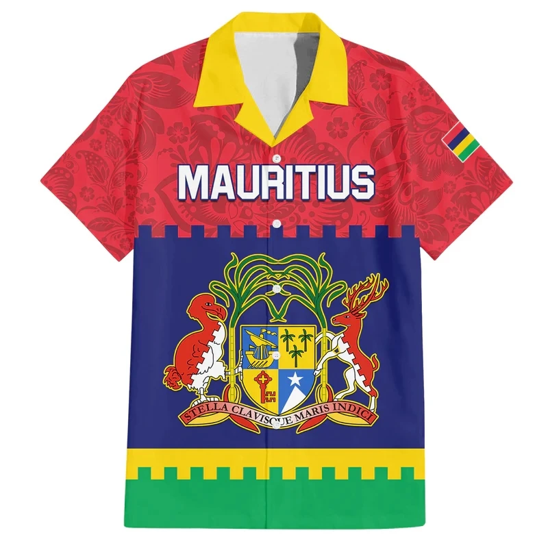 

Africa Mauritius Map Flag 3D Print Shirts For Men Clothes National Emblem Beach Shirts Patriotic Coat Of Arms Blouses Male Shirt