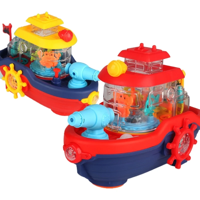 

Electric Boat Toy Sound and Light Music Toy for Toddlers Battery Operated Ship Dropship