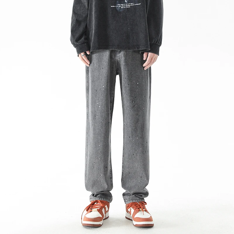 2023 Spring/Summer New American High Street Black Grey Speckled Jeans Men's Straight Style Fashion Brand Student Long Pants
2023 Spring/Summer New American High Street Black Grey Speckled Jeans Men's Straight Style Fashion Brand Student Long Pants
