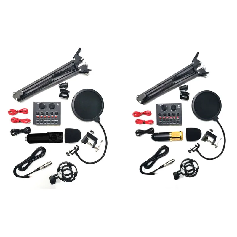 

HOT-BM800 Microphone Kit Studio With V8 Sound Card Professional Microphone Studio Condenser Microphone For Computer
