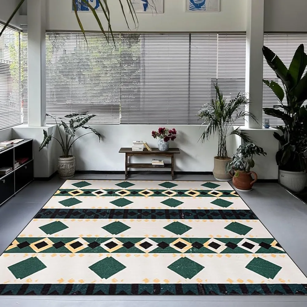 

Carpet Living Room Mats Modern Geometric BoBo Rug 8x10 - Area Rug for Bedroom - Washable Rug -Contemporary Non-Slip Rugs Rooms