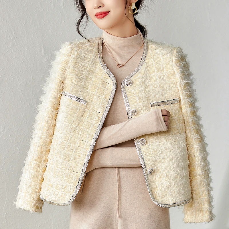 Elegant Fashion Jackets For Women Autumn Woolen Coats O-neck Long Sleeve Women's Jacket Office Lady 30% Wool Tweed Suit Coat
Elegant Fashion Jackets For Women Autumn Woolen Coats O-neck Long Sleeve Women's Jacket Office Lady 30% Wool Tweed Suit Coat