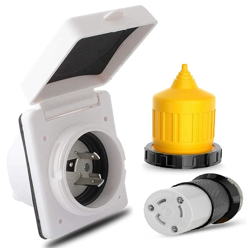 30AMP RV Power Inlet Outlet Shore Power Kit W/Boot Cord Protector 125V NEMA L5-30P L5-30R Male Female Connector Plug
30AMP RV Power Inlet Outlet Shore Power Kit W/Boot Cord Protector 125V NEMA L5-30P L5-30R Male Female Connector Plug