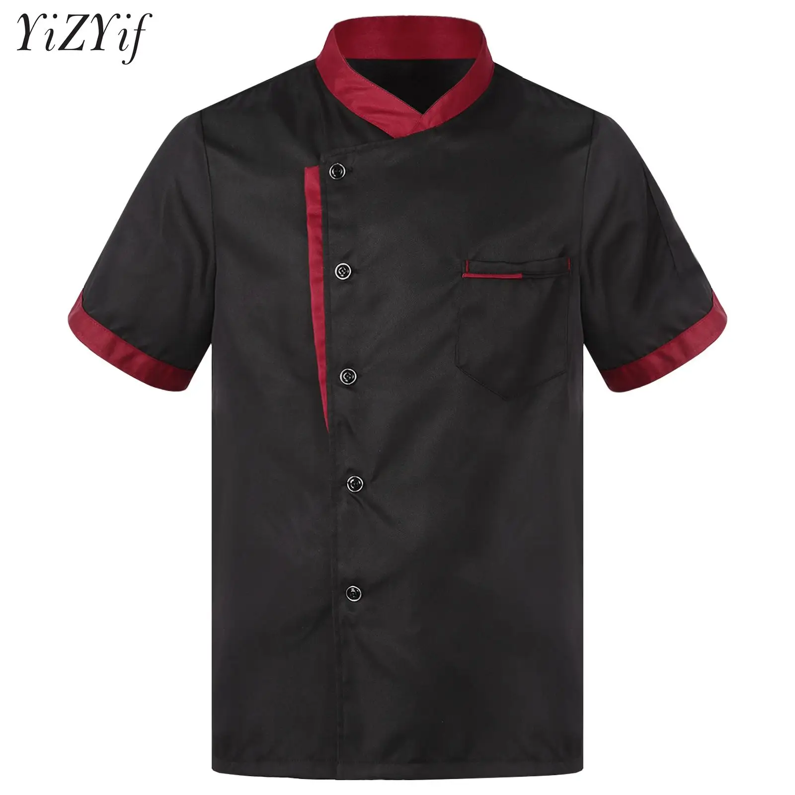 

Men's Chef Uniform Restaurant Hotel Kitchen Cook Short Sleeve Shirt Bakery Canteen Work Jacket Coat Unisex Worker Clothes Tops