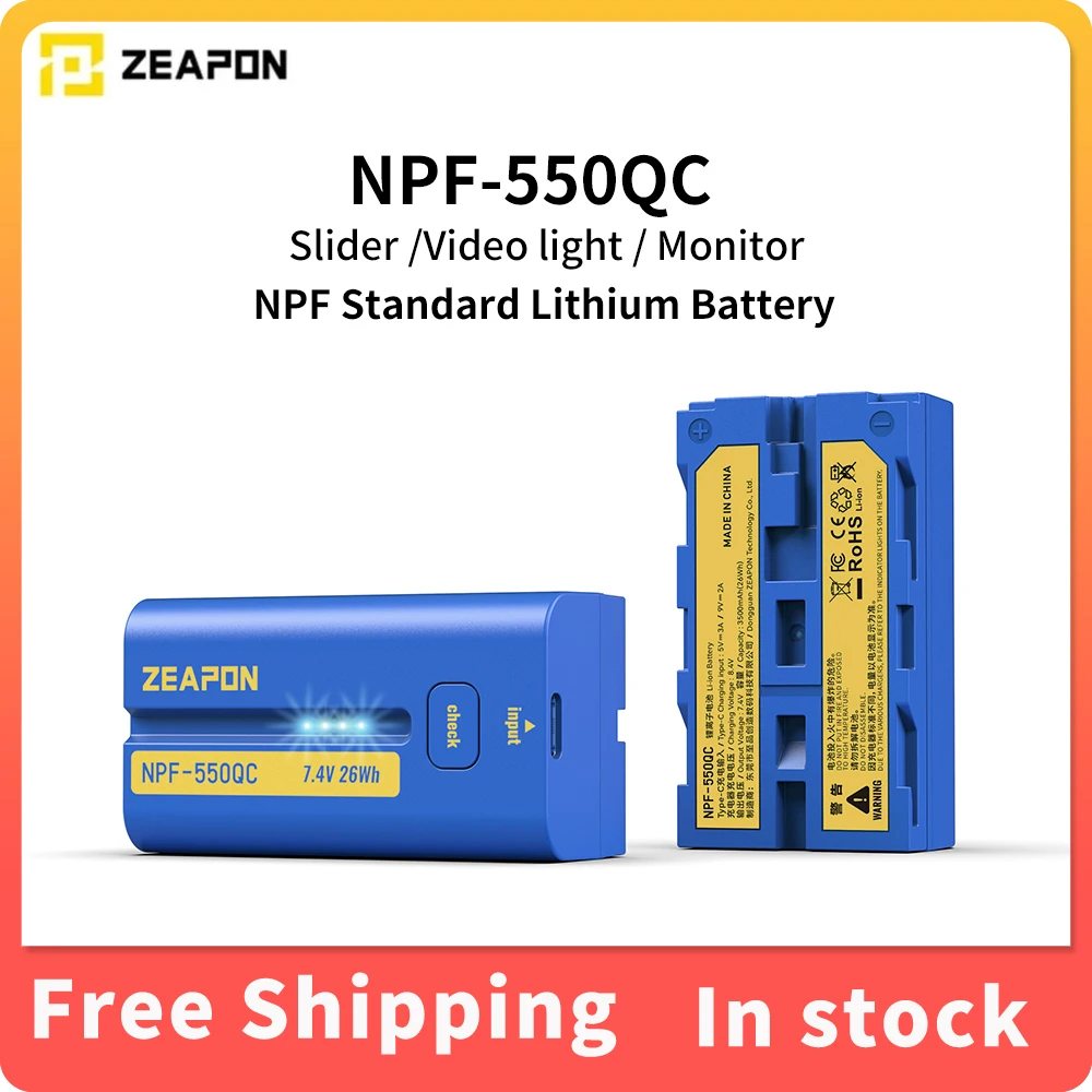 ZEAPON NPF-550QC 3500mAh Li-ion Type-C USB Pocket Battery With USB-C Fast charging For Cemera Lights Slide
ZEAPON NPF-550QC 3500mAh Li-ion Type-C USB Pocket Battery With USB-C Fast charging For Cemera Lights Slide