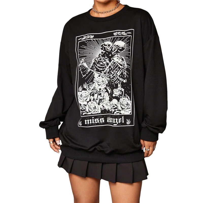 Gothic Hoodies for Women 2000s Black Academia Clothes Skeleton Print Round Neck Long Sleeve Tops Cyber y2k Sweatshirt Steetwear
Gothic Hoodies for Women 2000s Black Academia Clothes Skeleton Print Round Neck Long Sleeve Tops Cyber y2k Sweatshirt Steetwear