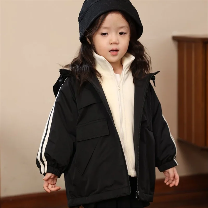 

Пальто для девочек, куртка, зимняя хлопковая ветровка, 2023 теплая Вельветовая утепленная Спортивная одежда для подростков