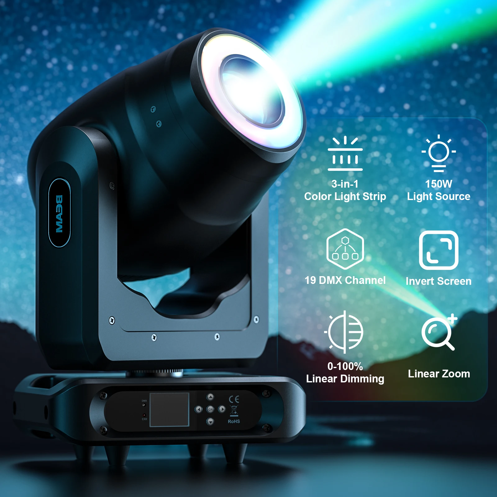 14 Gobos Moving Head Light DJ Zoom Light Parties Mobile Head Beam Lighting Voice Control Focusing Light for Ballroom KTV Bar
14 Gobos Moving Head Light DJ Zoom Light Parties Mobile Head Beam Lighting Voice Control Focusing Light for Ballroom KTV Bar