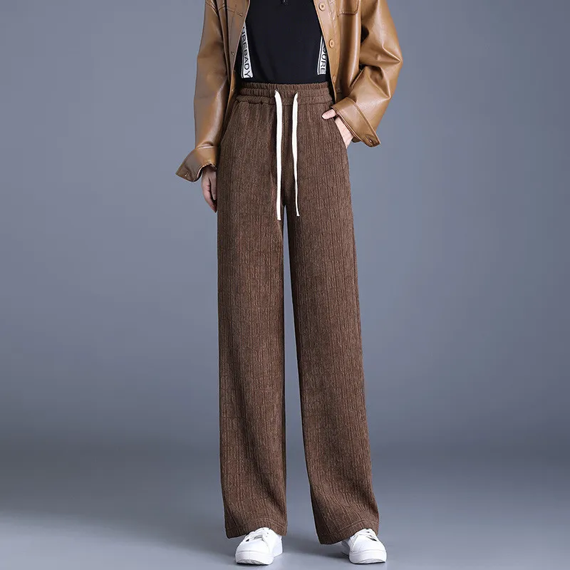 Drawstring High Waist Chenille Jacquard Wide Leg Pants for Women's Trial Spring and Autumn New Straight Tube Autumn Soft Waxy Lo
Drawstring High Waist Chenille Jacquard Wide Leg Pants for Women's Trial Spring and Autumn New Straight Tube Autumn Soft Waxy Lo
