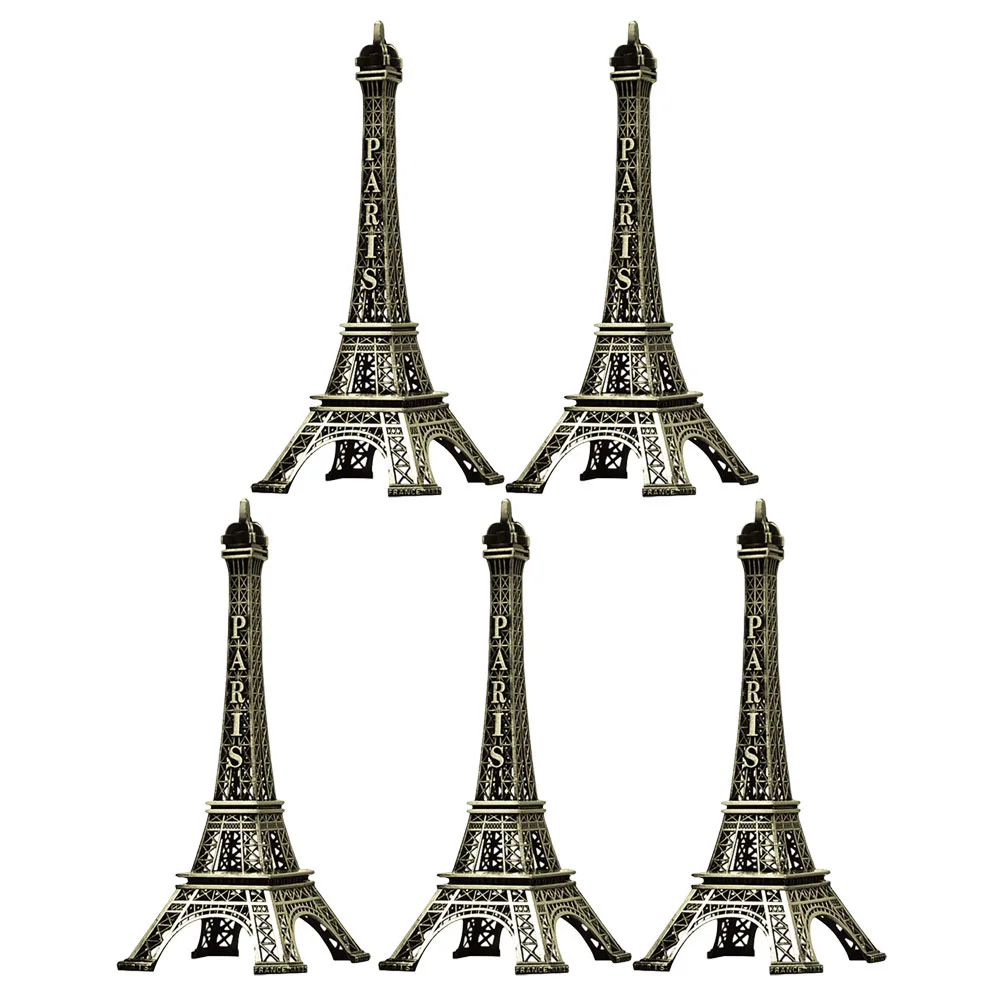 

5 Pcs Tower Ornaments Delicate Eiffel Prop Decoration Office Decorations Models Statue Zinc Alloy Desktop Travel