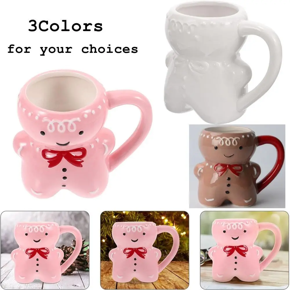 

Milk Tea Cup Gingerbread Man Mug Creative Gift Coffee Cup New Ceramic Christmas Coffee Mugs Ceramic 3D Gingerbread Man Cup