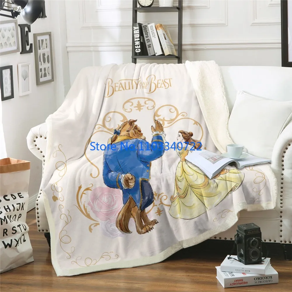 

Anime Cartoon The Beauty and Beast Flannel Kids Blanket Throw for Bed Sofa Nap Blankets 150x200cm Boy Girl Festival Gift