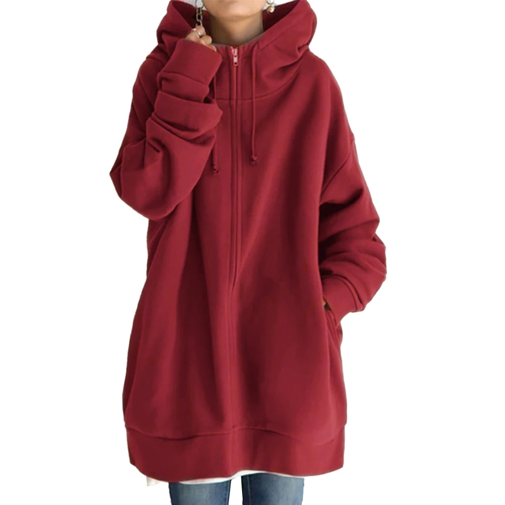 Trendy Women's Hooded Sweater Jacket Fleece Zip Up Long Hoodie Sweatshirt in Red Khaki Black Coffee Grey Dark Blue
Trendy Women's Hooded Sweater Jacket Fleece Zip Up Long Hoodie Sweatshirt in Red Khaki Black Coffee Grey Dark Blue