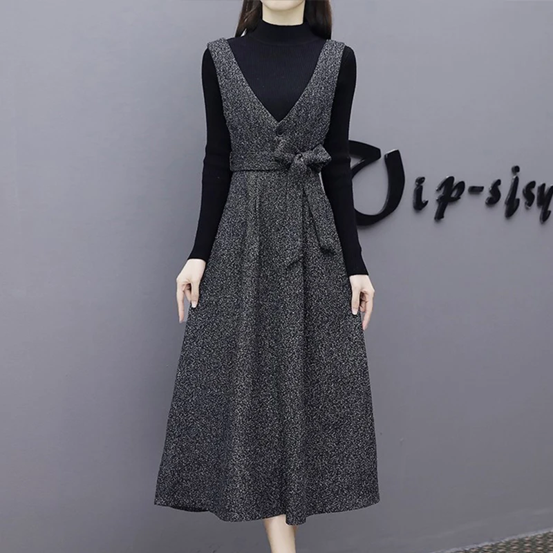 2023New Autumn Winter Long Two-Piece Suit Dresses Women's Female Fashion 5XL Slim Bottoming Dress + Knitt Sweater Female Clothes
2023New Autumn Winter Long Two-Piece Suit Dresses Women's Female Fashion 5XL Slim Bottoming Dress + Knitt Sweater Female Clothes