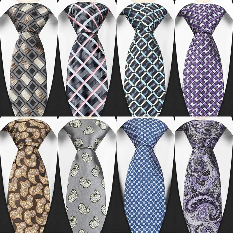 

Men's Tie 8CM Neckties Jacquard Woven Stripes Plaid Checks Formal Classic Necktie Jacquard Woven Neck tie For Men Business Party