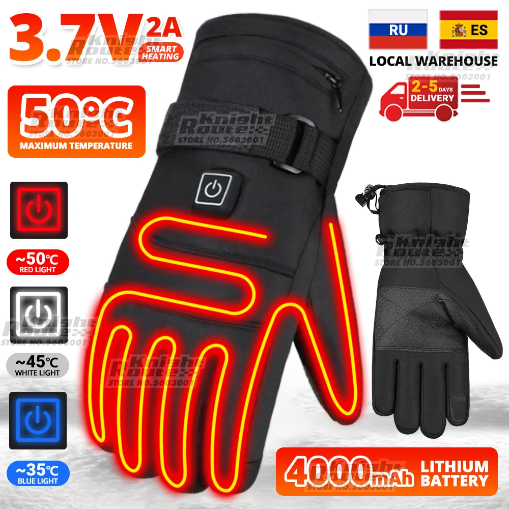 

Winter New Heated Gloves For Women Men Snowboard Touchscreen USB Heated Gloves Moto Gloves Camping Water-resistant Hiking Skiing