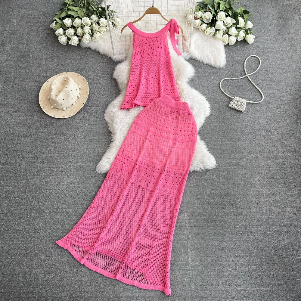 Женский ажурный костюм Clothland, Элегантная блузка и юбка с бантом, рубашка без рукавов и длинные юбки, милый комплект из двух предметов TA428
Женский ажурный костюм Clothland, Элегантная блузка и юбка с бантом, рубашка без рукавов и длинные юбки, милый комплект из двух предметов TA428