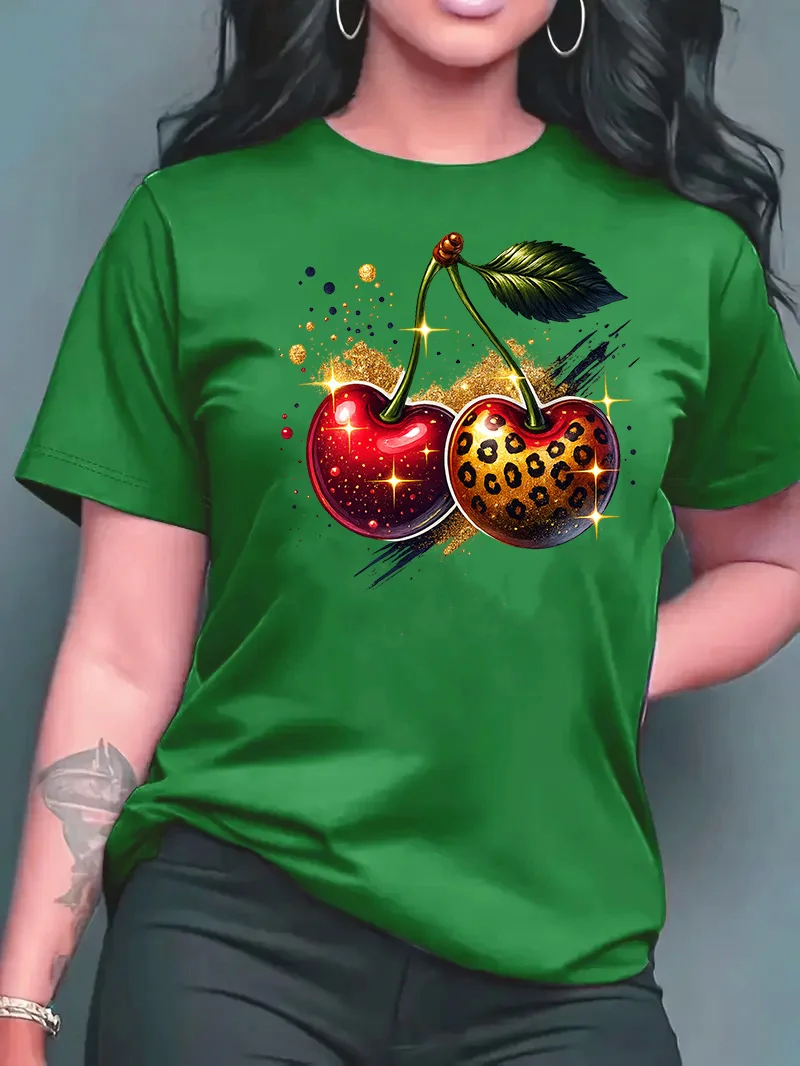 تي شيرت نسائي جديد لصيف 2026 بياقة مستديرة وتصميم عصري فضفاض مع طباعة تفاح بسيطة ومتعددة الاستخدامات تي شيرت نسائي جديد لصيف 2026 بياقة مستديرة وتصميم عصري فضفاض مع طباعة تفاح بسيطة ومتعددة الاستخدامات