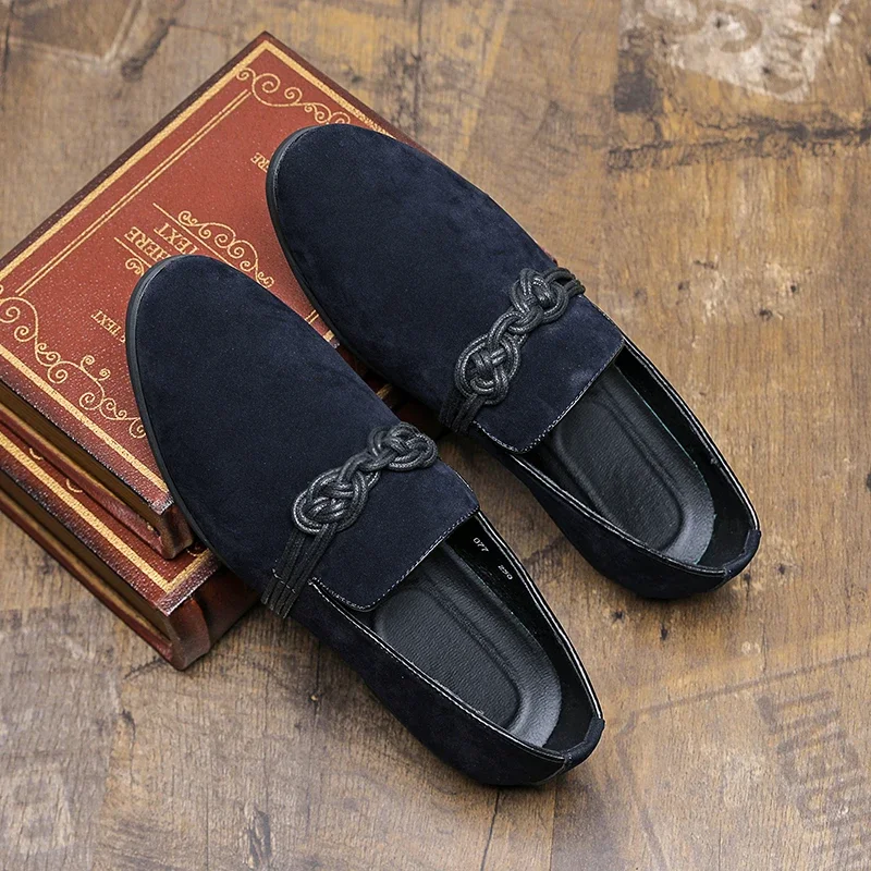 

Daily Loafers Shoes Men Faux Suede Slip-On Shallow Panel Low Heel Fashion Comfortable Non Slip Business Shoes Large Sizes 38-48