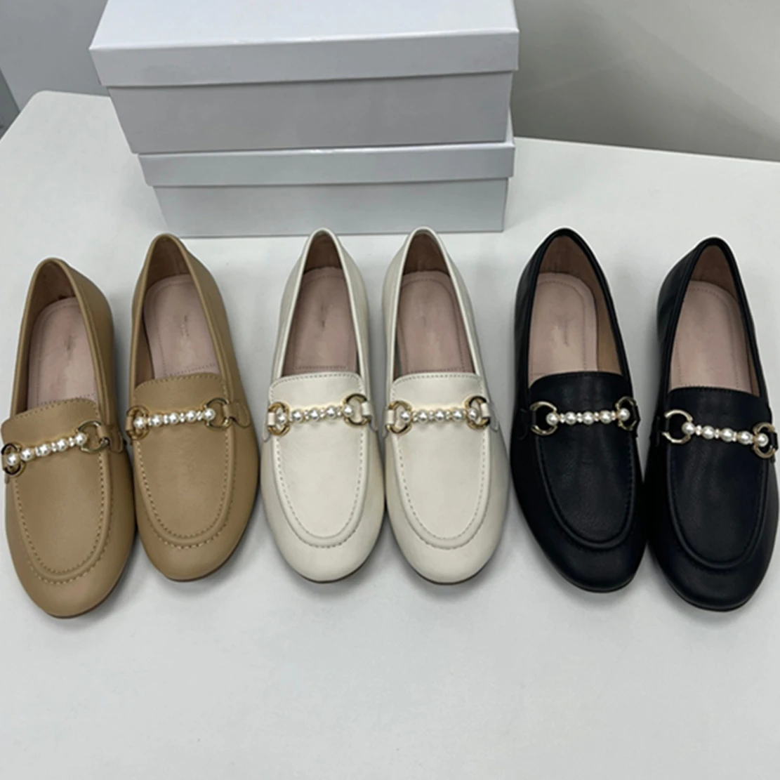 Jenny&Dave Comfortable Pearl Leather Flat Shoes Women French Fashion Genuine Leather Office Ladies Commuter Loafers
Jenny&Dave Comfortable Pearl Leather Flat Shoes Women French Fashion Genuine Leather Office Ladies Commuter Loafers