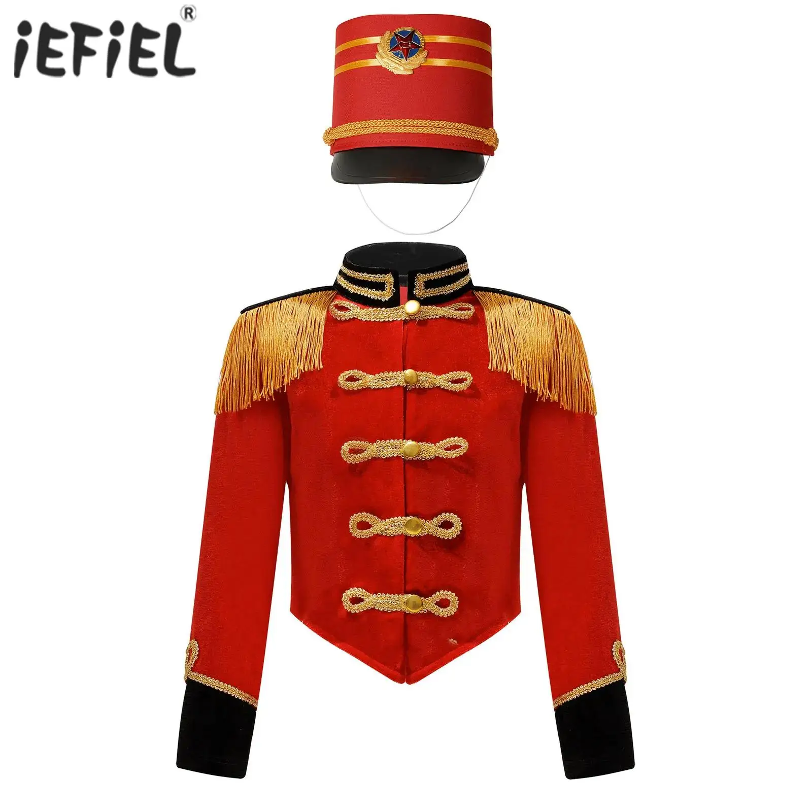 iEFiEL Kids Boys Girls Halloween Costume Red Circus Ringmaster Jacket Drum Majorette Cosplay Tops with Hat Toy Soldier Dress Up 
iEFiEL Kids Boys Girls Halloween Costume Red Circus Ringmaster Jacket Drum Majorette Cosplay Tops with Hat Toy Soldier Dress Up
