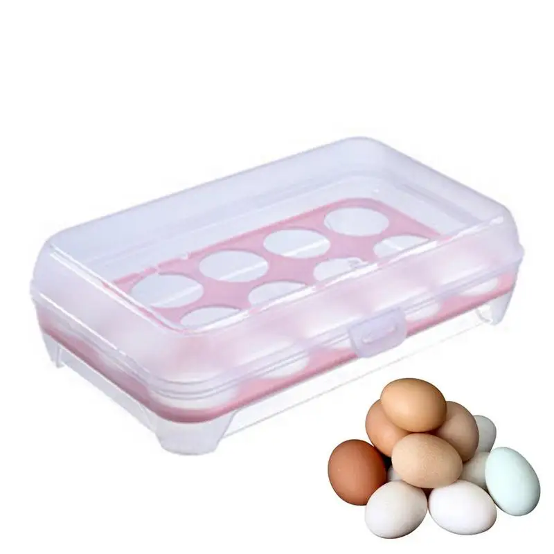 

Egg Holder Storage Egg Storage Tray With 15 Grids Stackable Egg Carrier Box Dispenser Container With Lid For Kitchen Travel