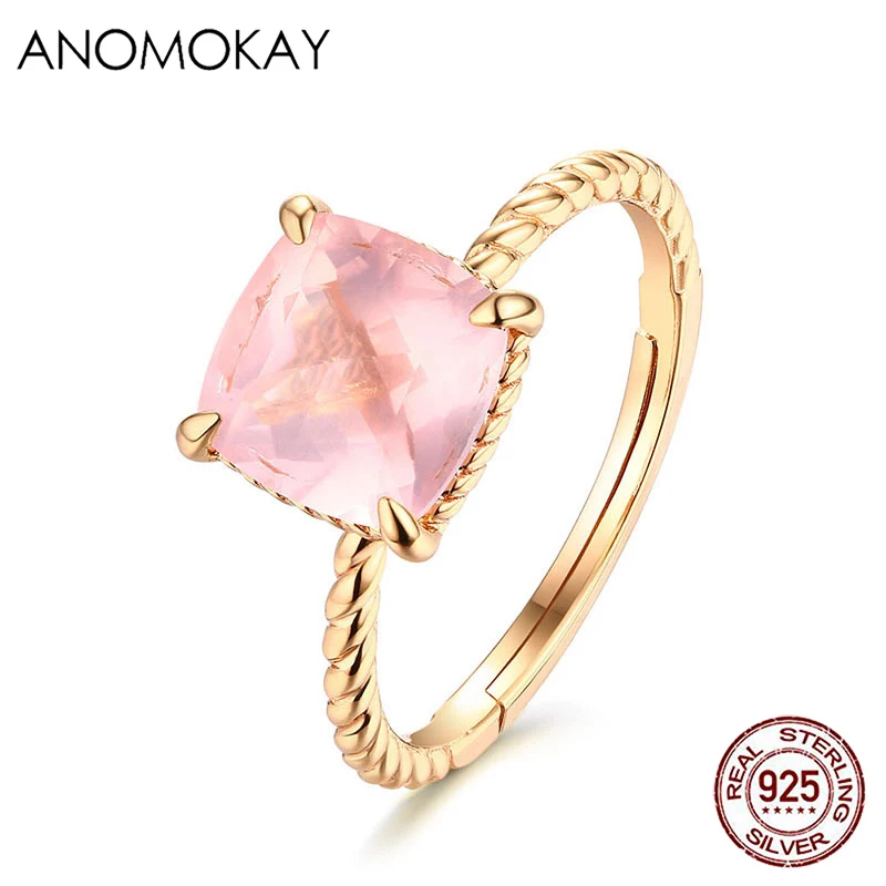 Anomokay Romantic Pink Square Crystal Gold Color Rings for Women Lovers Gift Real 925 Silver Resizable Jewelry
Anomokay Romantic Pink Square Crystal Gold Color Rings for Women Lovers Gift Real 925 Silver Resizable Jewelry