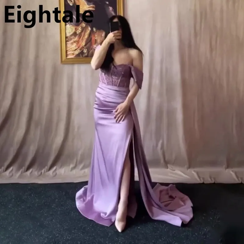 Purple Mermaid Satin Evening Dress For Wedding Party 2022 Appliques Off Shoulder Sexy Side Slit Prom Dress Formal Party Gown
Purple Mermaid Satin Evening Dress For Wedding Party 2022 Appliques Off Shoulder Sexy Side Slit Prom Dress Formal Party Gown