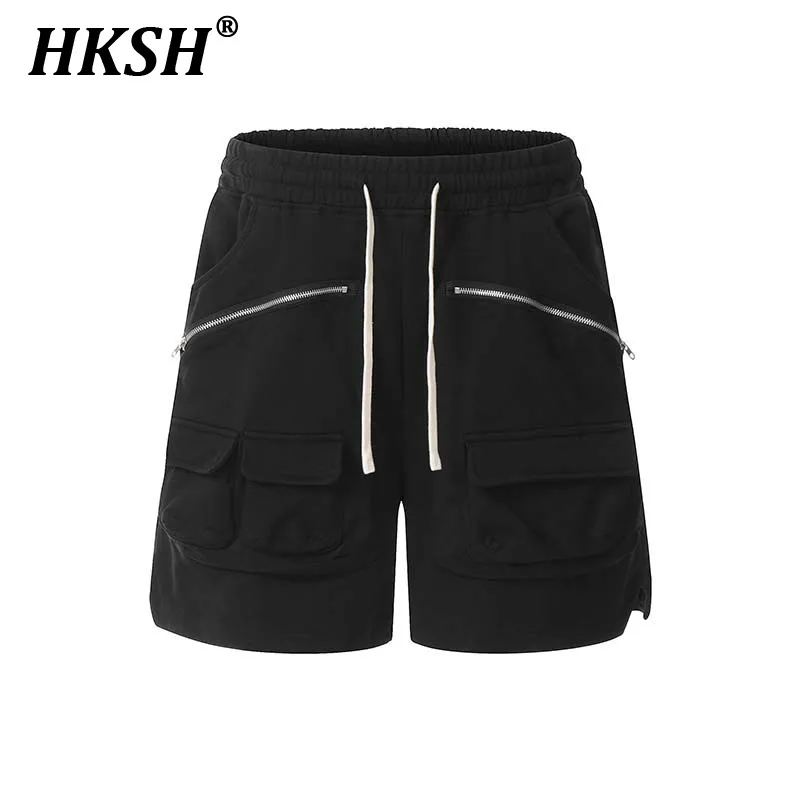 

HKSH Весна Лето Новые американские тактические винтажные шорты на молнии с карманами мужские панк Модные свободные повседневные Капри HK0572