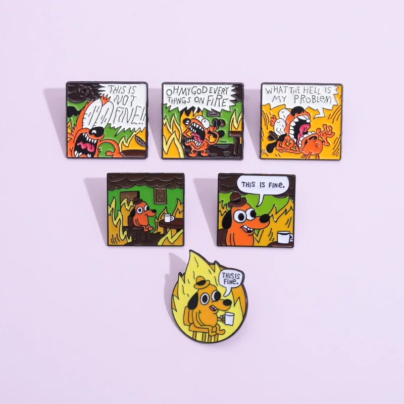 Cartoon Dog Animal Enamel Pin THIS IS NOT FINE Flame Lapel Pin Square Brooches Clothes Backpack Badge Jewelry for Friends Gift
Cartoon Dog Animal Enamel Pin THIS IS NOT FINE Flame Lapel Pin Square Brooches Clothes Backpack Badge Jewelry for Friends Gift