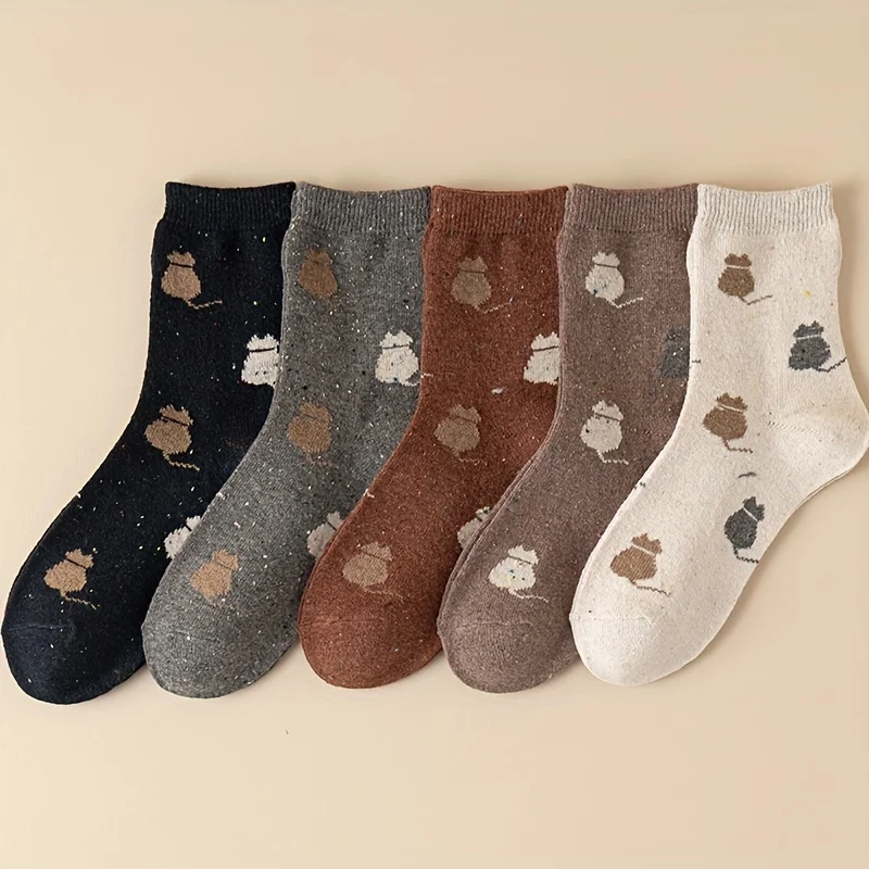 5 Pairs of Cartoon Cat Printed Socks, Comfortable and Cute, Thickened and Warm Cashmere Socks, Women's Medium Length Socks
5 Pairs of Cartoon Cat Printed Socks, Comfortable and Cute, Thickened and Warm Cashmere Socks, Women's Medium Length Socks