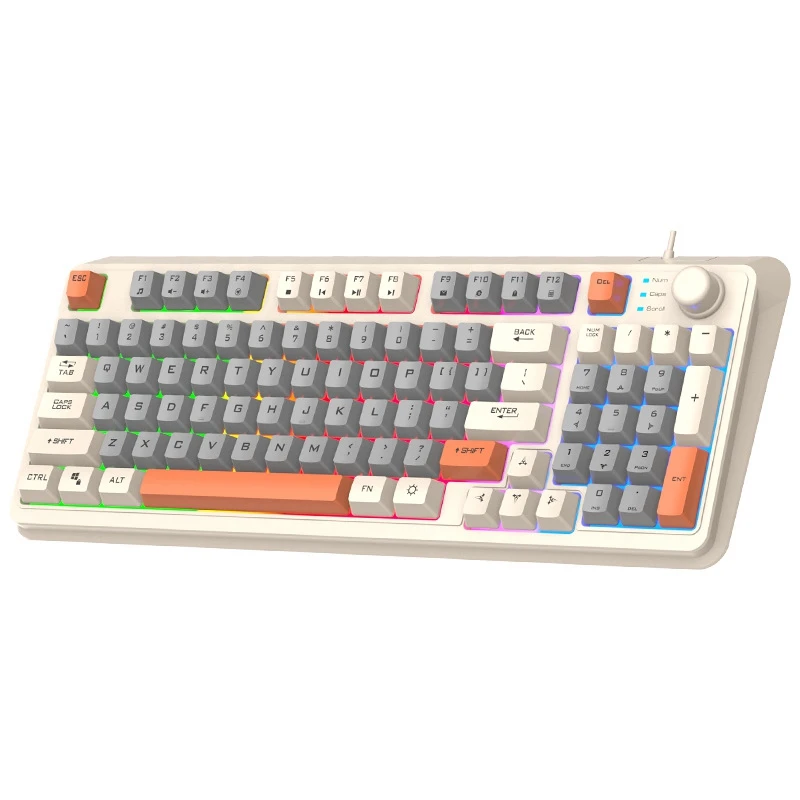 

Игровая клавиатура, трехцветная Люминесцентная клавиатура-манипулятор, клавиатура для настольного компьютера, цветная клавиатура светильник
